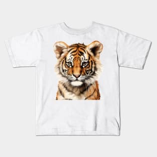 Watercolor Portrait of a Little Tiger Kids T-Shirt